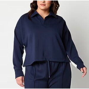 Stylus Women’s pullover crop top sport sweatshirt size 1X NWT